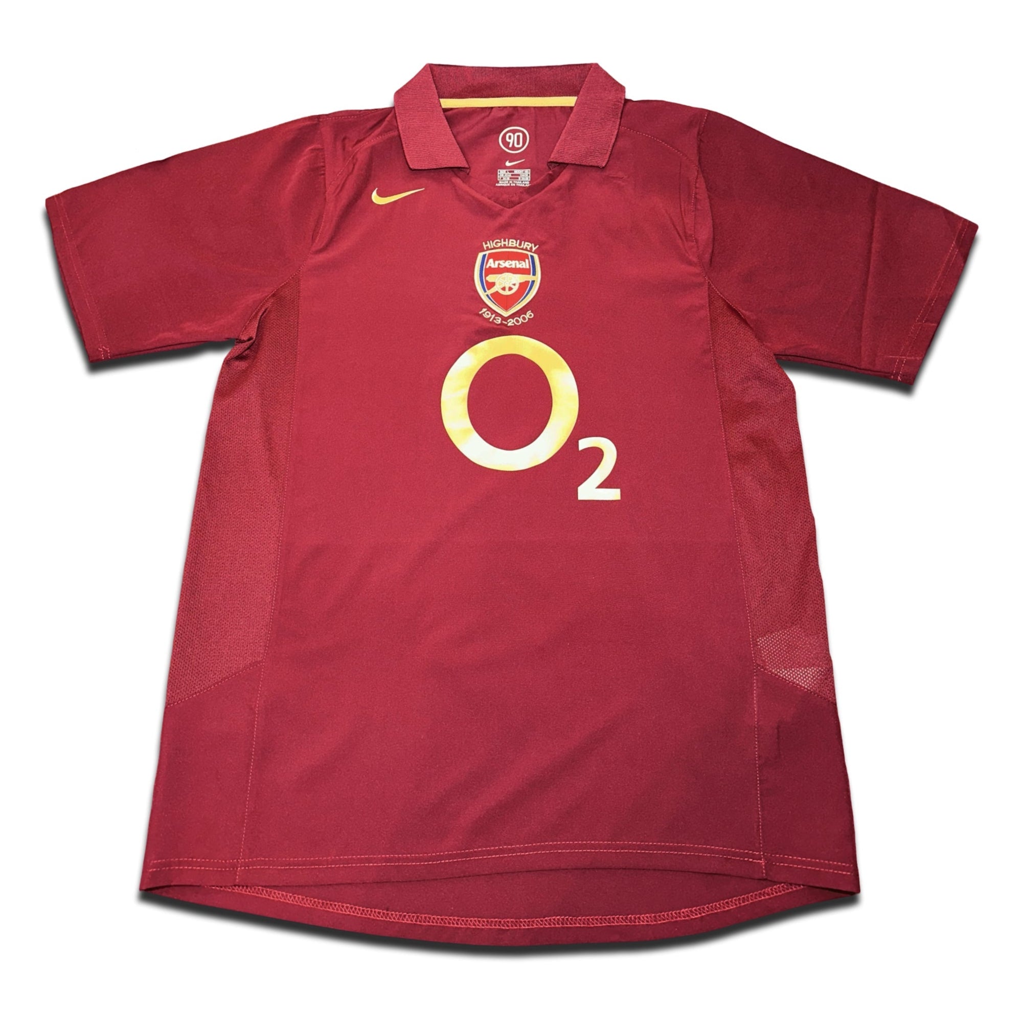Arsenal 2005/06 red home football shirt – Highbury commemorative edition with gold details, worn by Thierry Henry
