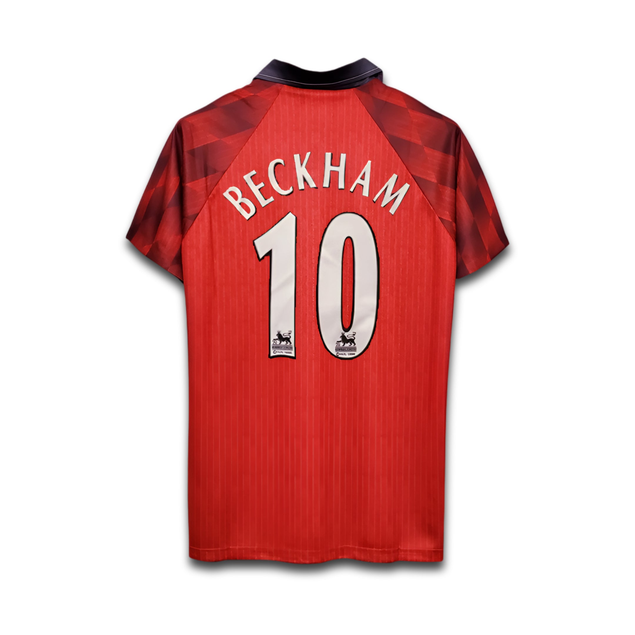 Red sports jersey with 'Beckham' and number '10' on a white background