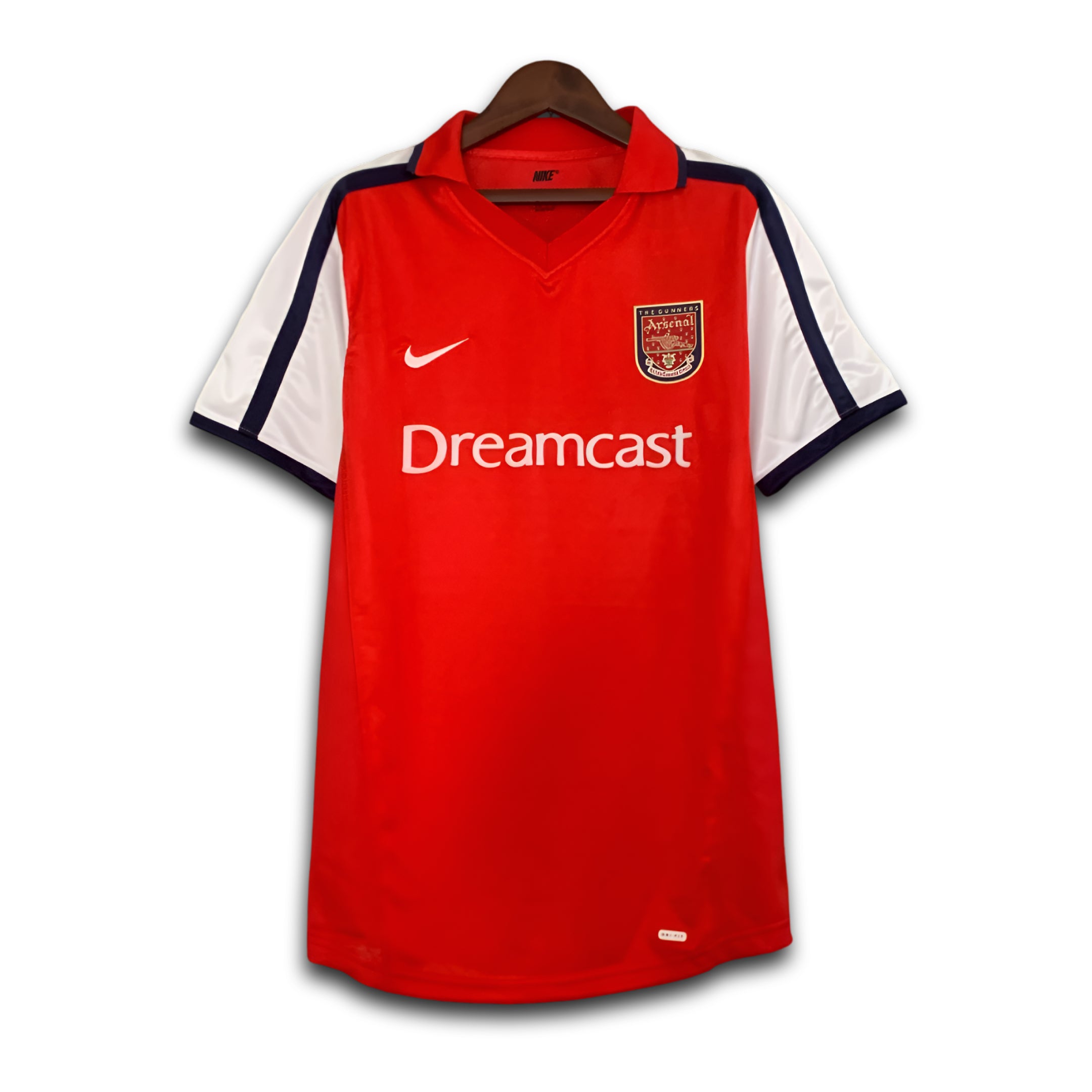 Red Arsenal jersey with 'Dreamcast' branding on a white background