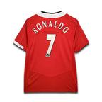 Red sports jersey with 'RONALDO' and number '7' on a white background