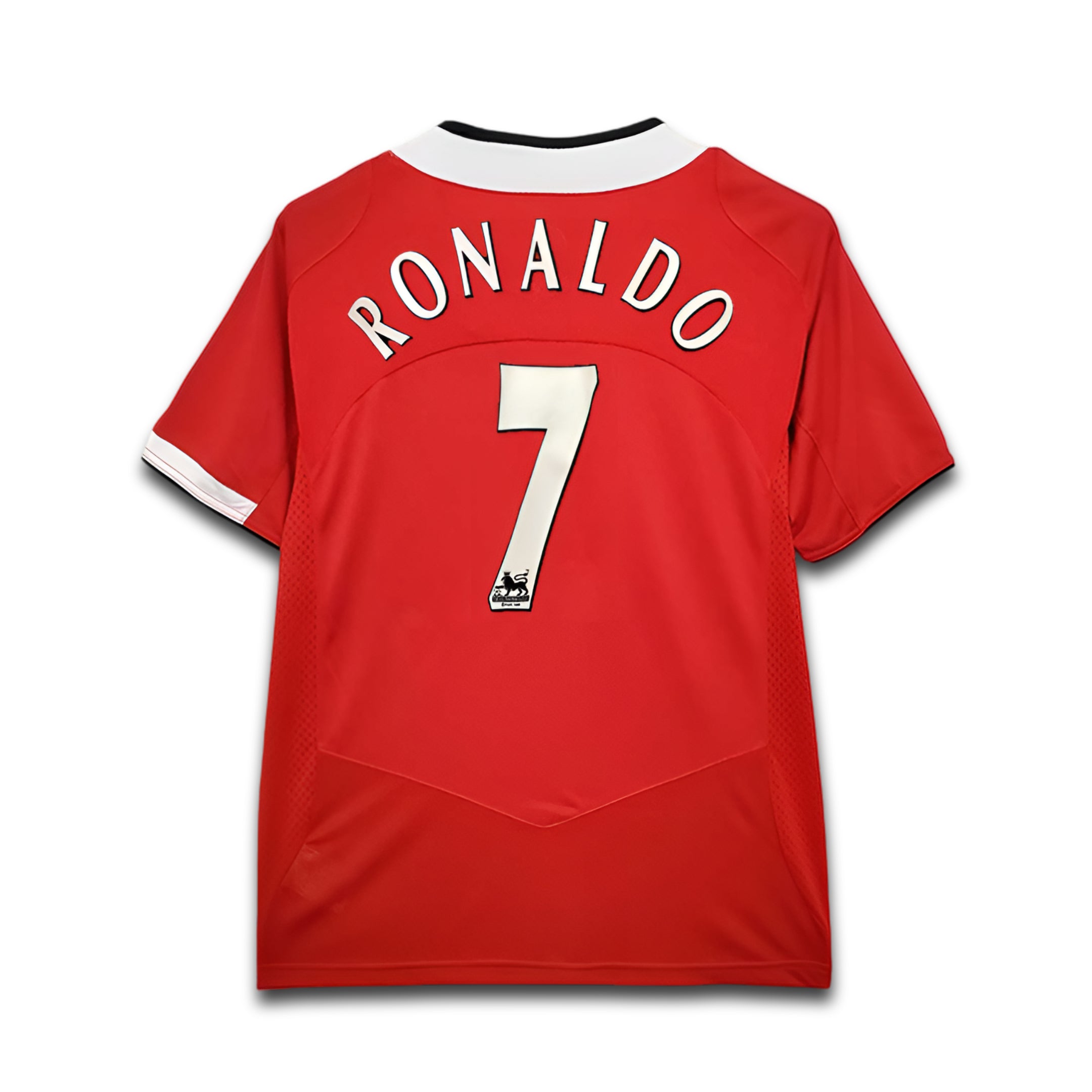 Red sports jersey with 'RONALDO' and number '7' on a white background