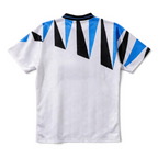 Elite Retro Kits Inter Milan 1991-93 away jersey featuring white fabric with blue and black geometric shoulder panels