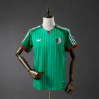 Green Adidas Algeria Home shirt in photoshoot room.