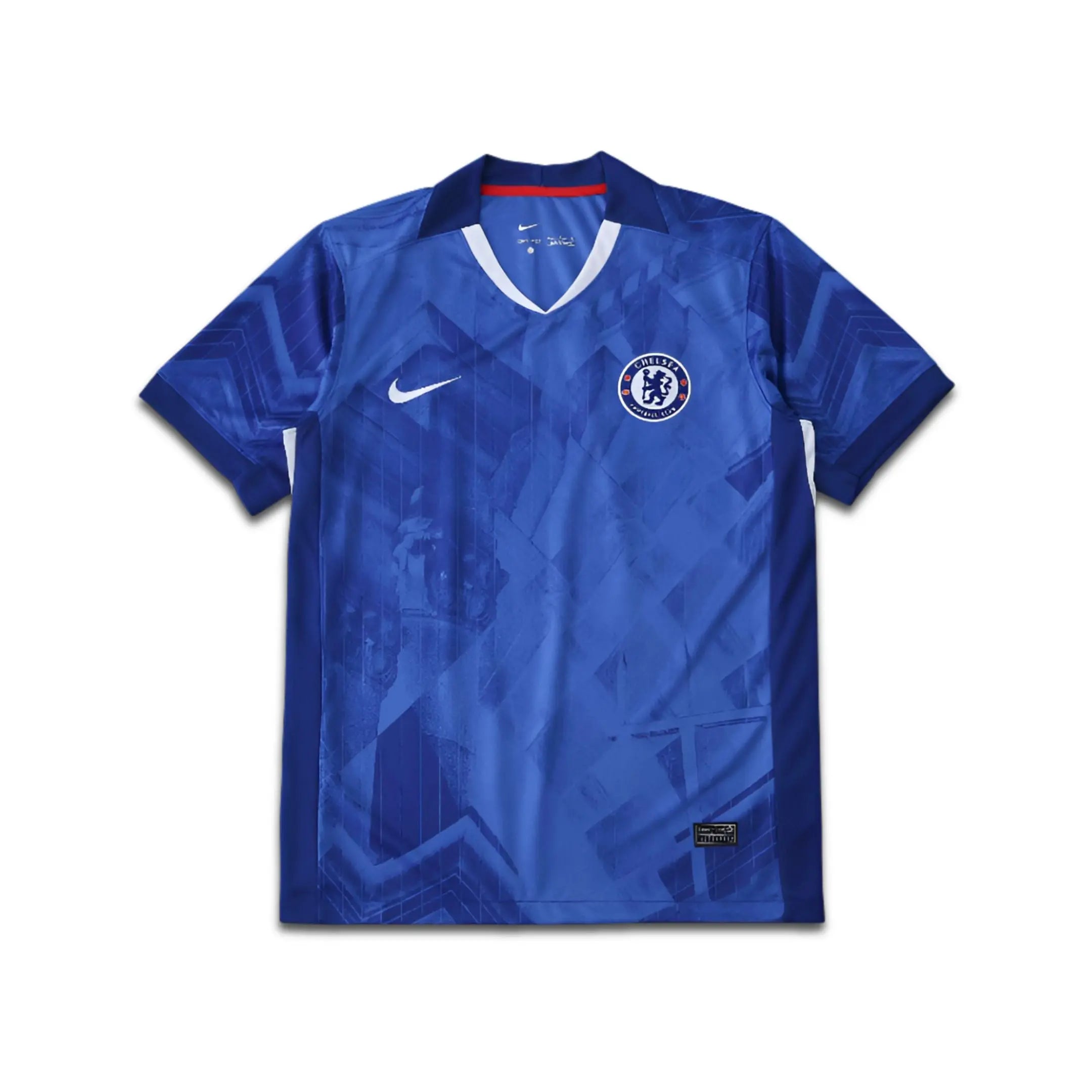 Blue Chelsea jersey with a logo on a white background