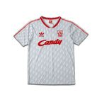 Gray Liverpool FC sports jersey with red accents and branding on a white background