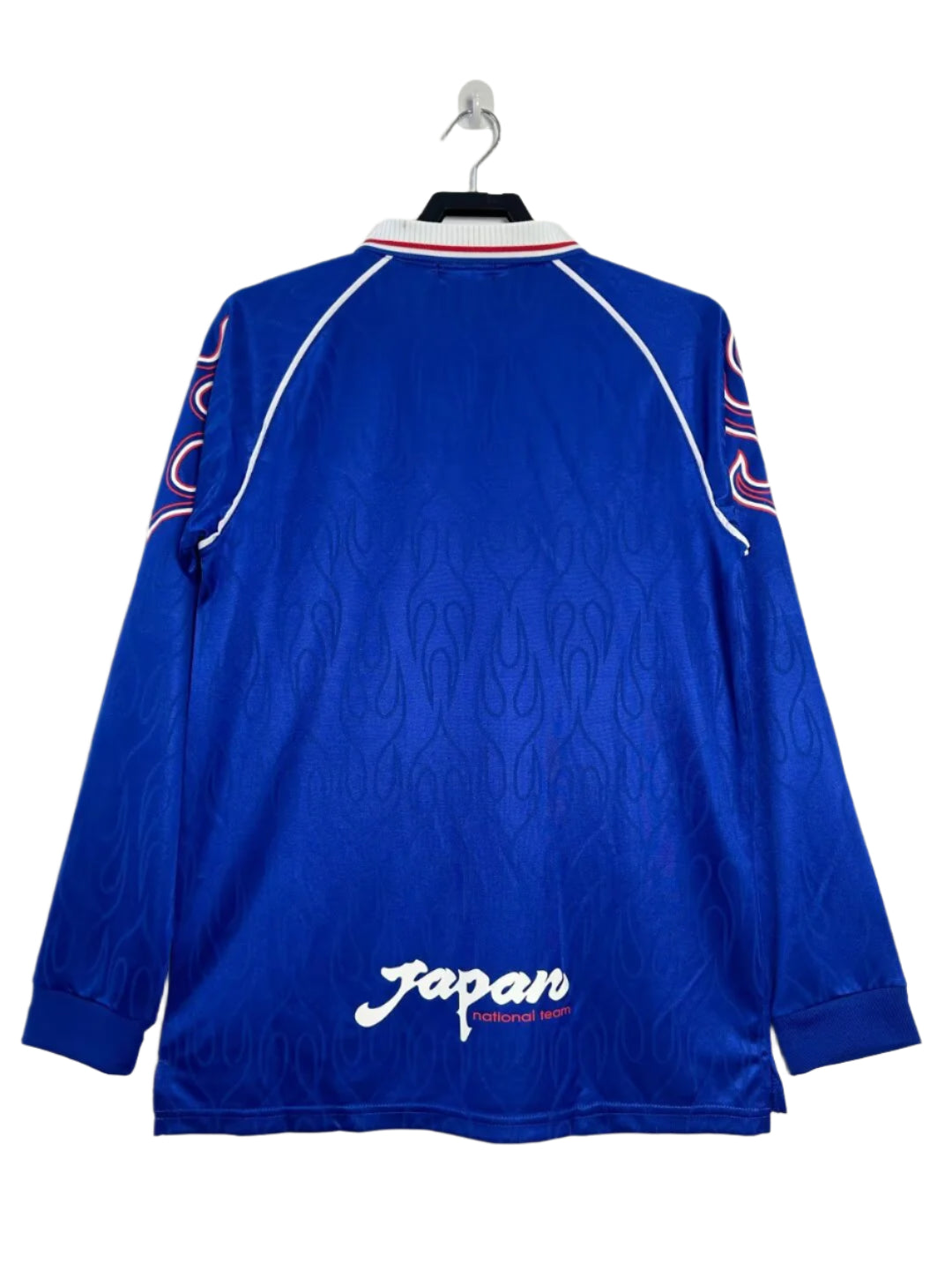 Blue sports jersey with 'Japan' text on a white background