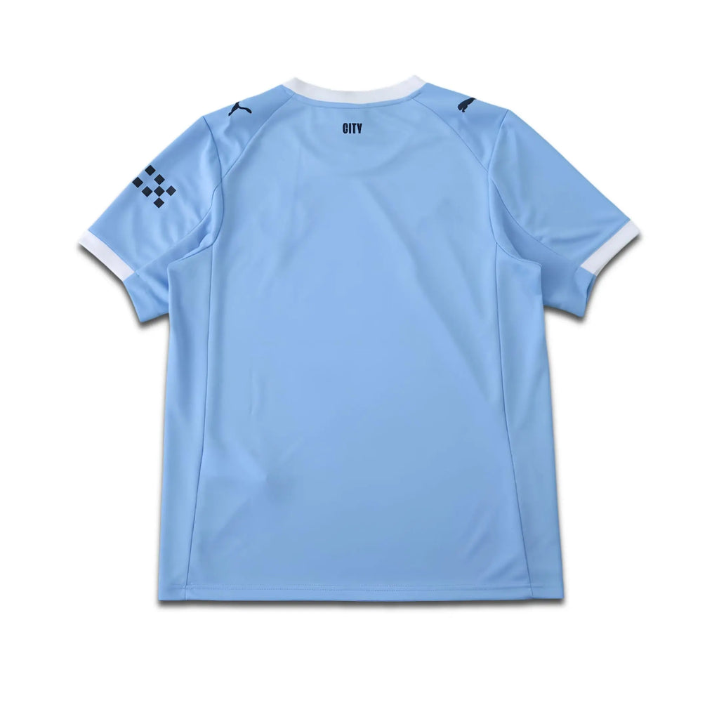 Light blue football jersey sitting on a white background.