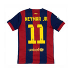 Red and blue striped sports jersey with 'NEYMAR JR' and number '11' on a white background