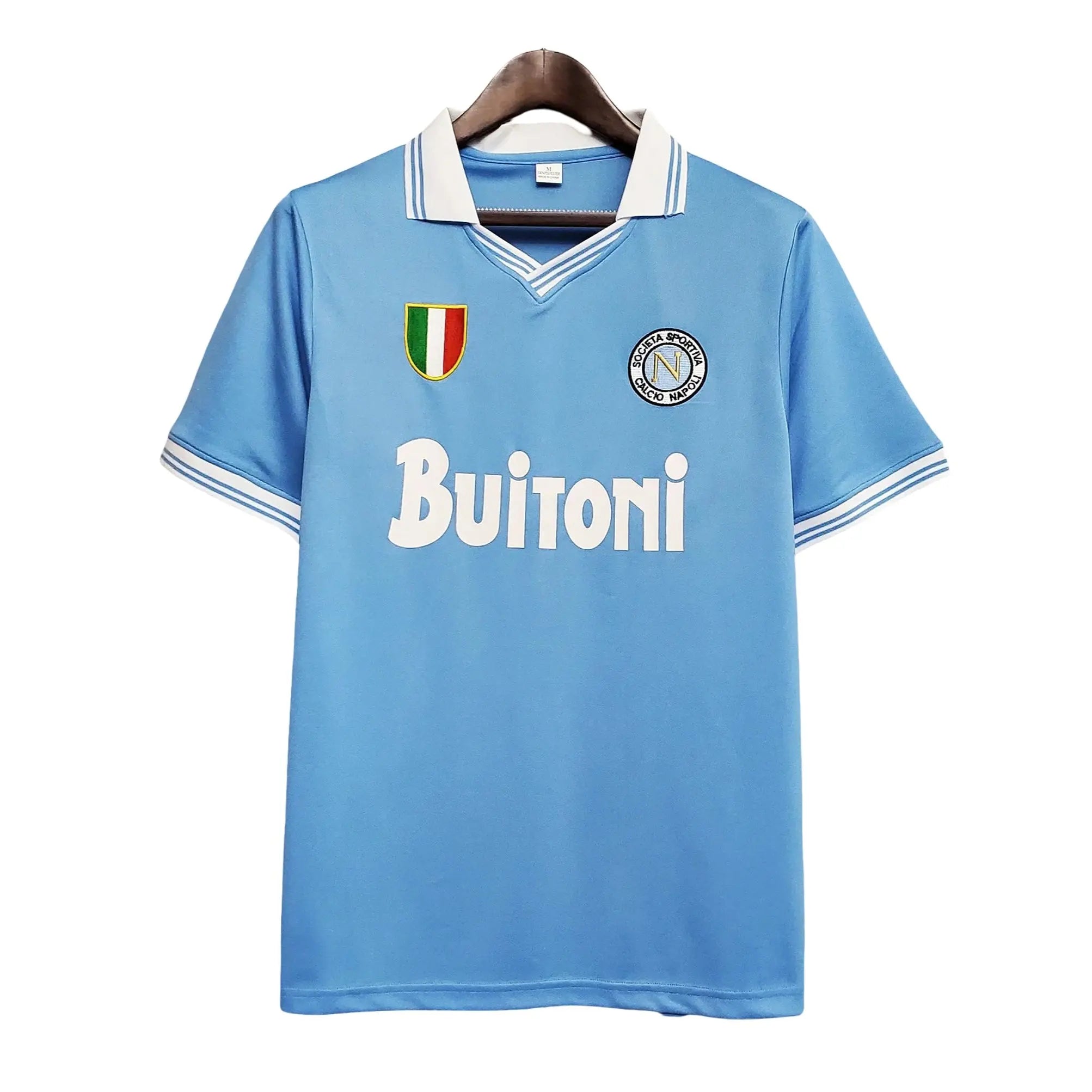 Blue sports jersey with 'Buitoni' branding on a white background