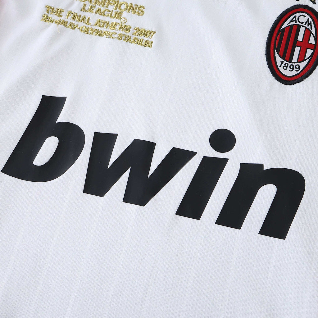 Elite Retro Kits AC Milan 2006/07 away kids jersey featuring the Bwin sponsor logo and Athens 2007 embroidery.