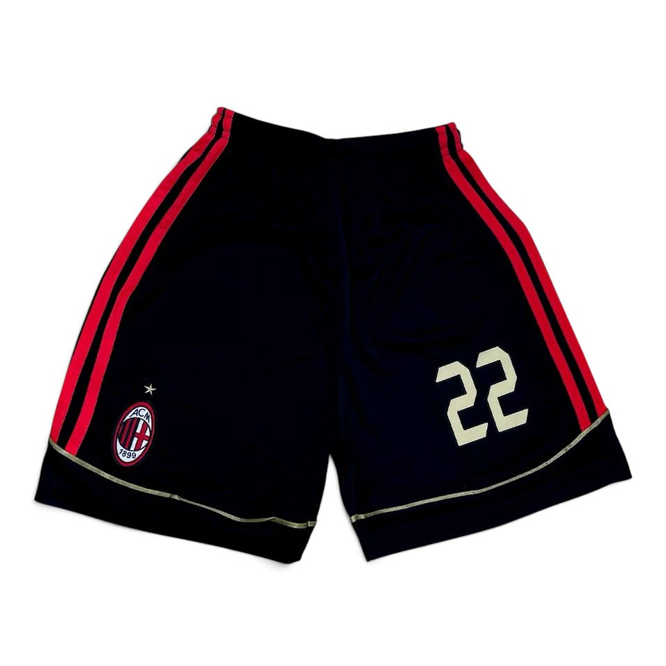 Elite Retro Kits AC Milan 2006/07 kids home shorts in black with red stripes and number 22 print