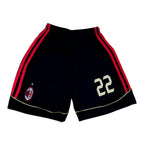 Elite Retro Kits AC Milan 2006/07 kids home shorts in black with red stripes and number 22 print