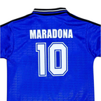 Elite Retro Kits Argentina 1994 away kids football shirt in blue with Maradona number 10 print on the back