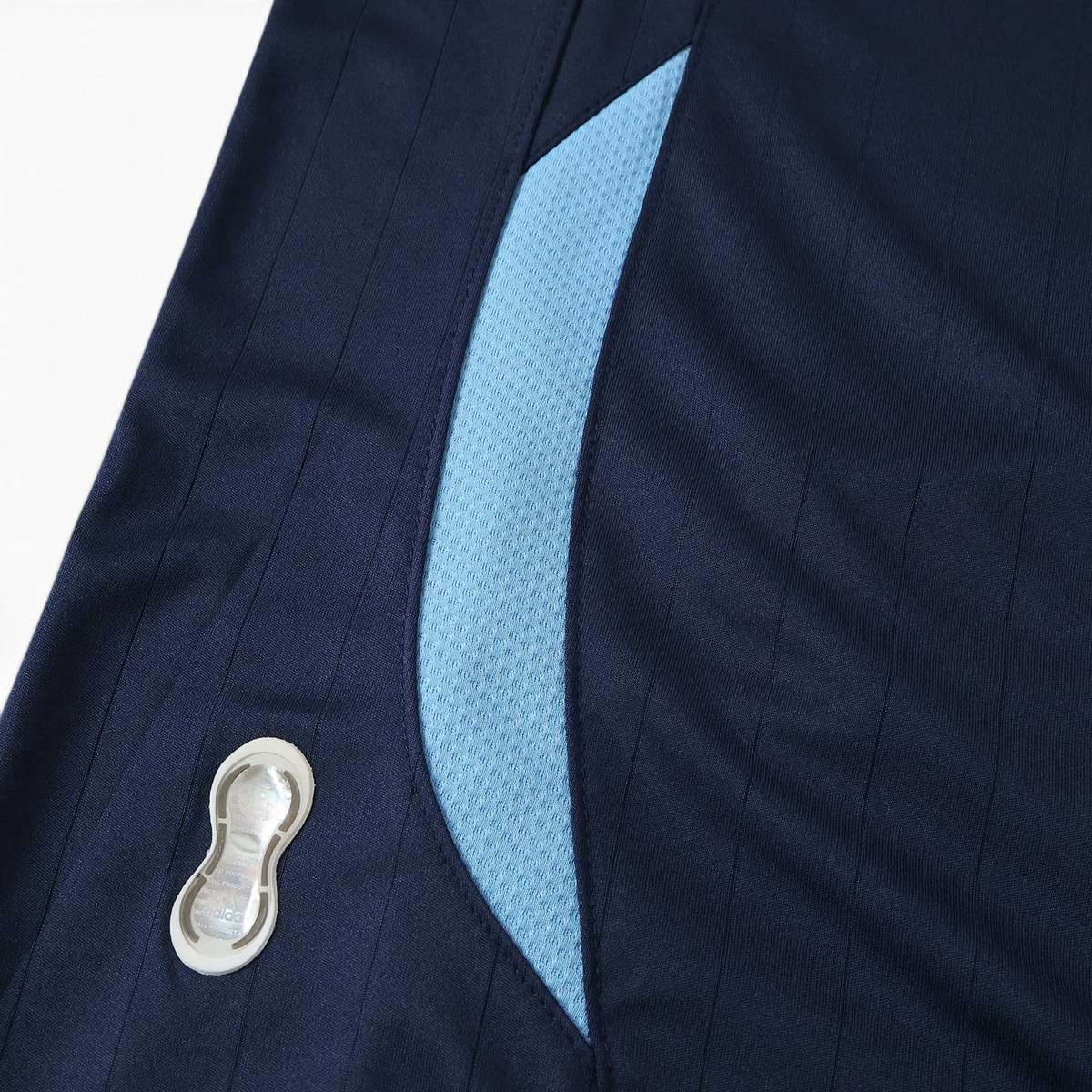 Elite Retro Kits Argentina 2006 away football shirt in dark blue with light blue mesh side panel and pinstripe detail