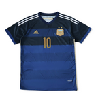 Elite Retro Kits Argentina 2014 away football shirt in dark blue with number 10, white stripes, and AFA crest
