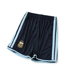 Elite Retro Kits kids Argentina 2026 home football shorts in navy blue with sky blue side stripes and AFA crest