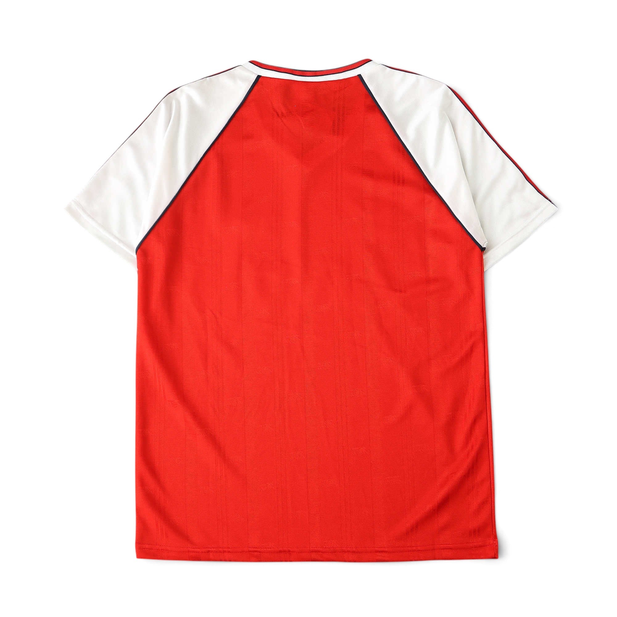Back view of the Elite Retro Kits Arsenal 1988/90 home football shirt featuring a red body and white raglan sleeves.