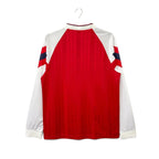 Elite Retro Kits Arsenal 1992-94 long sleeve home football shirt in red and white, back view on a hanger.