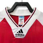 Elite Retro Kits Arsenal 1992-94 long sleeve home shirt featuring red body, white sleeves, and adidas Equipment collar