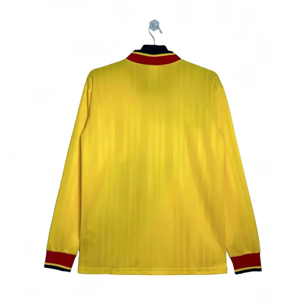 Elite Retro Kits Arsenal 1993/94 long sleeve away football shirt in yellow with red and black collar and cuffs