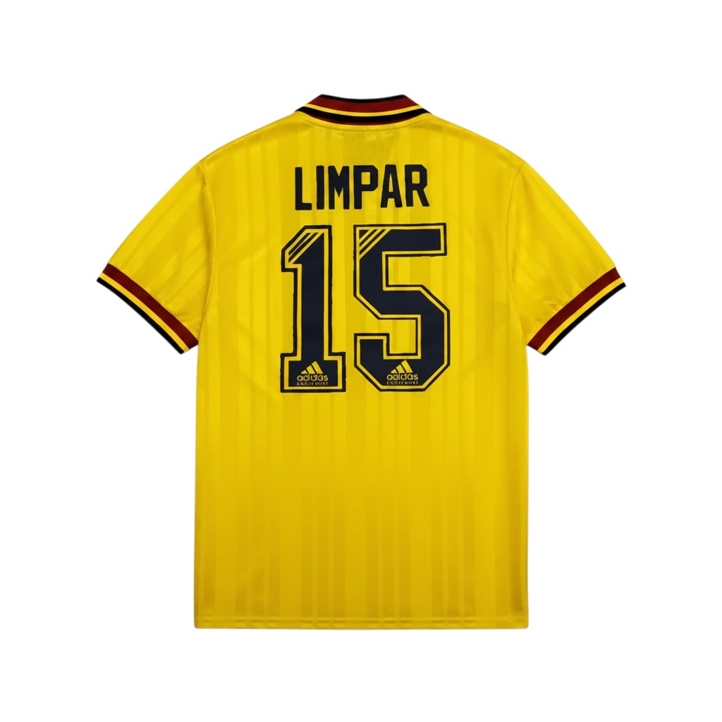 Elite Retro Kits Arsenal 1993/94 away shirt in yellow with Limpar 15 on the back and adidas equipment branding