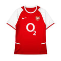 Elite Retro Kits Arsenal 2002/04 home football shirt in red with white sleeves and iconic O2 sponsor logo