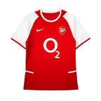 Elite Retro Kits Arsenal 2002/04 home football shirt in red with white sleeves and iconic O2 sponsor logo