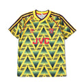 Elite Retro Kits Arsenal 1991-93 Bruised Banana away football shirt in yellow with navy jagged pattern and JVC logo