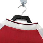 Elite Retro Kits Arsenal 1992-94 long sleeve home shirt collar detail featuring red body and white sleeve trim