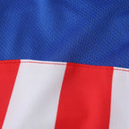 Elite Retro Kits Atletico Madrid 2004 home shirt featuring red and white stripes and blue mesh fabric detail
