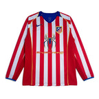 Elite Retro Kits Atletico Madrid 2004 long sleeve home football shirt with red and white stripes and Spiderman 2 logo