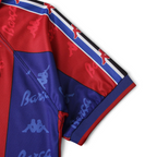 Elite Retro Kits Barcelona 1996/97 home shirt featuring blue and maroon stripes with Kappa logo sleeve taping