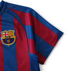 Elite Retro Kits Barcelona 2005/06 kids home jersey featuring iconic blue and maroon stripes and embroidered FCB crest