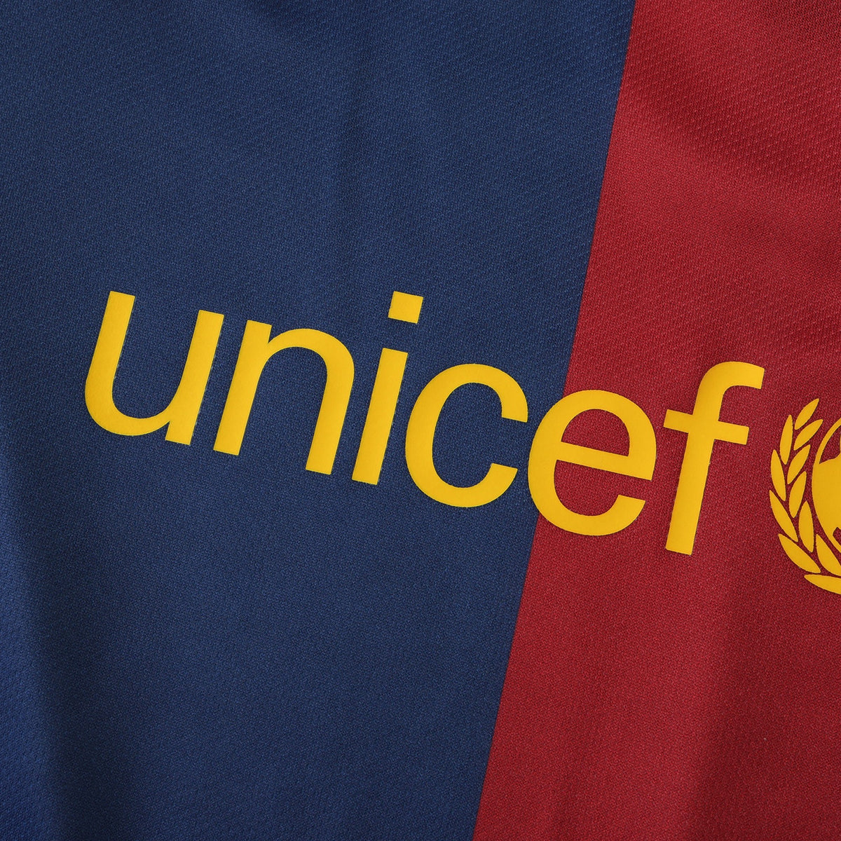 Elite Retro Kits Barcelona 2008/09 kids home shirt featuring blue and maroon half-and-half design with UNICEF logo