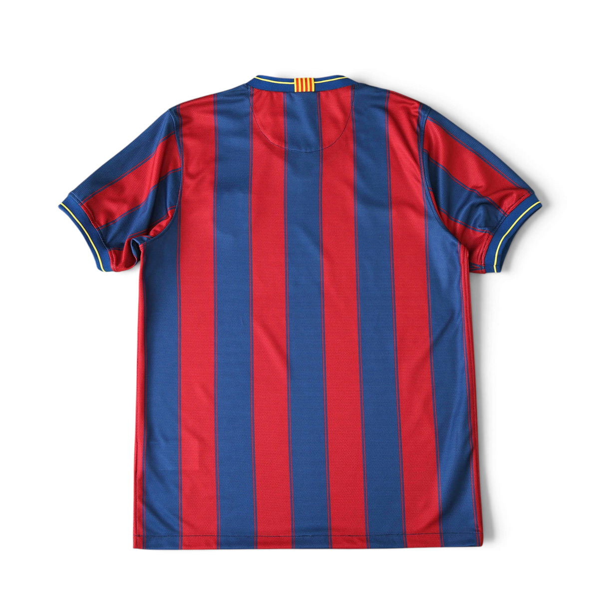 Elite Retro Kits Barcelona 2009/10 home football shirt featuring blue and maroon stripes and yellow collar detail
