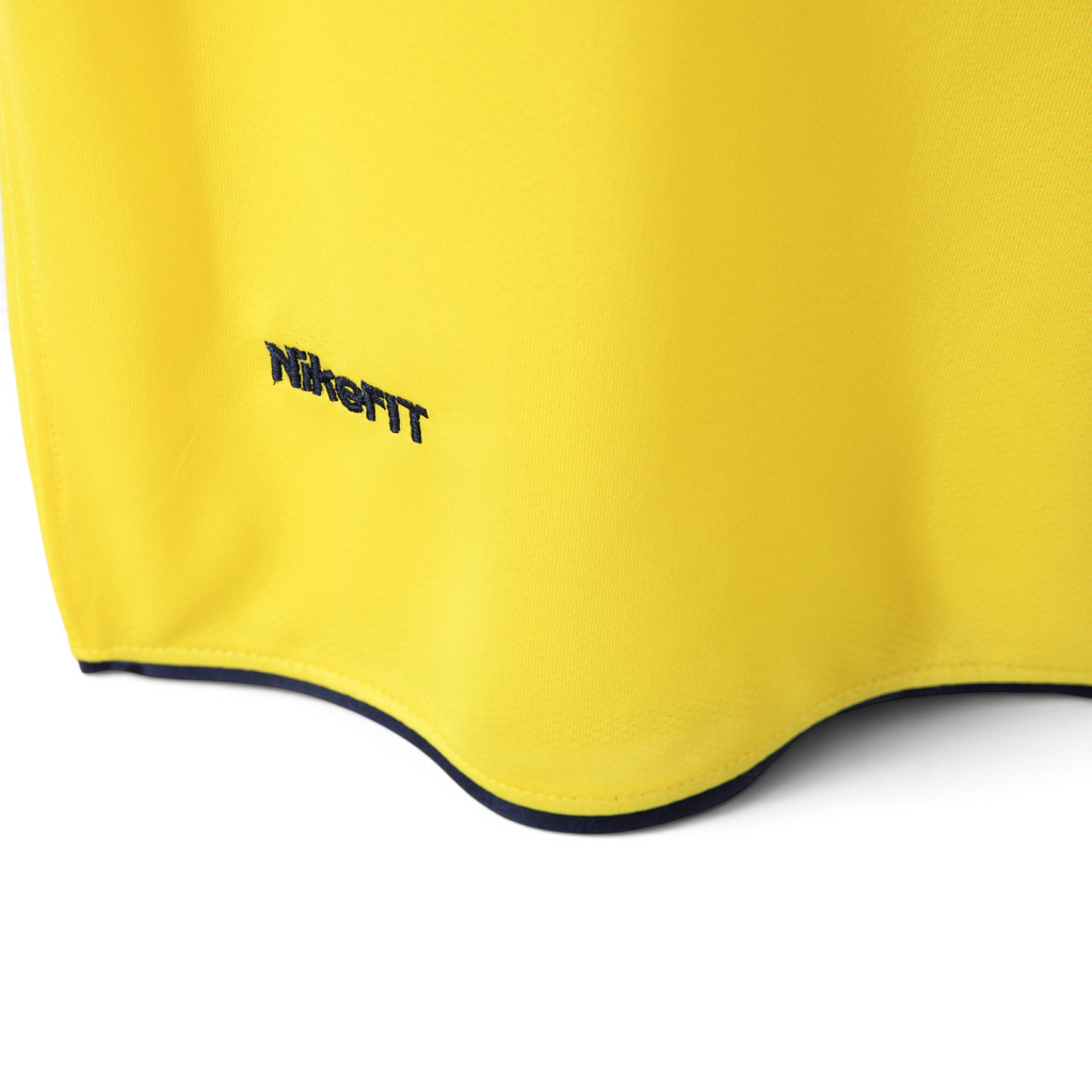 Elite Retro Kits Barcelona 2008/09 away shirt featuring yellow fabric with navy NikeFit embroidery detail