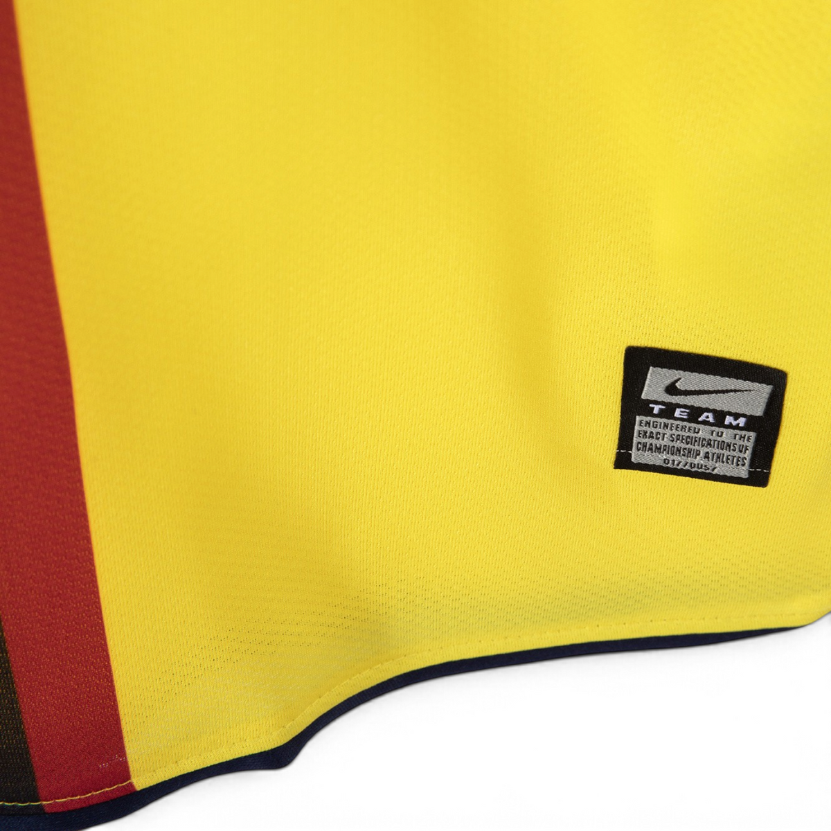 Elite Retro Kits Barcelona 2008/09 away shirt in yellow with a blue and maroon vertical panel and Nike team tag