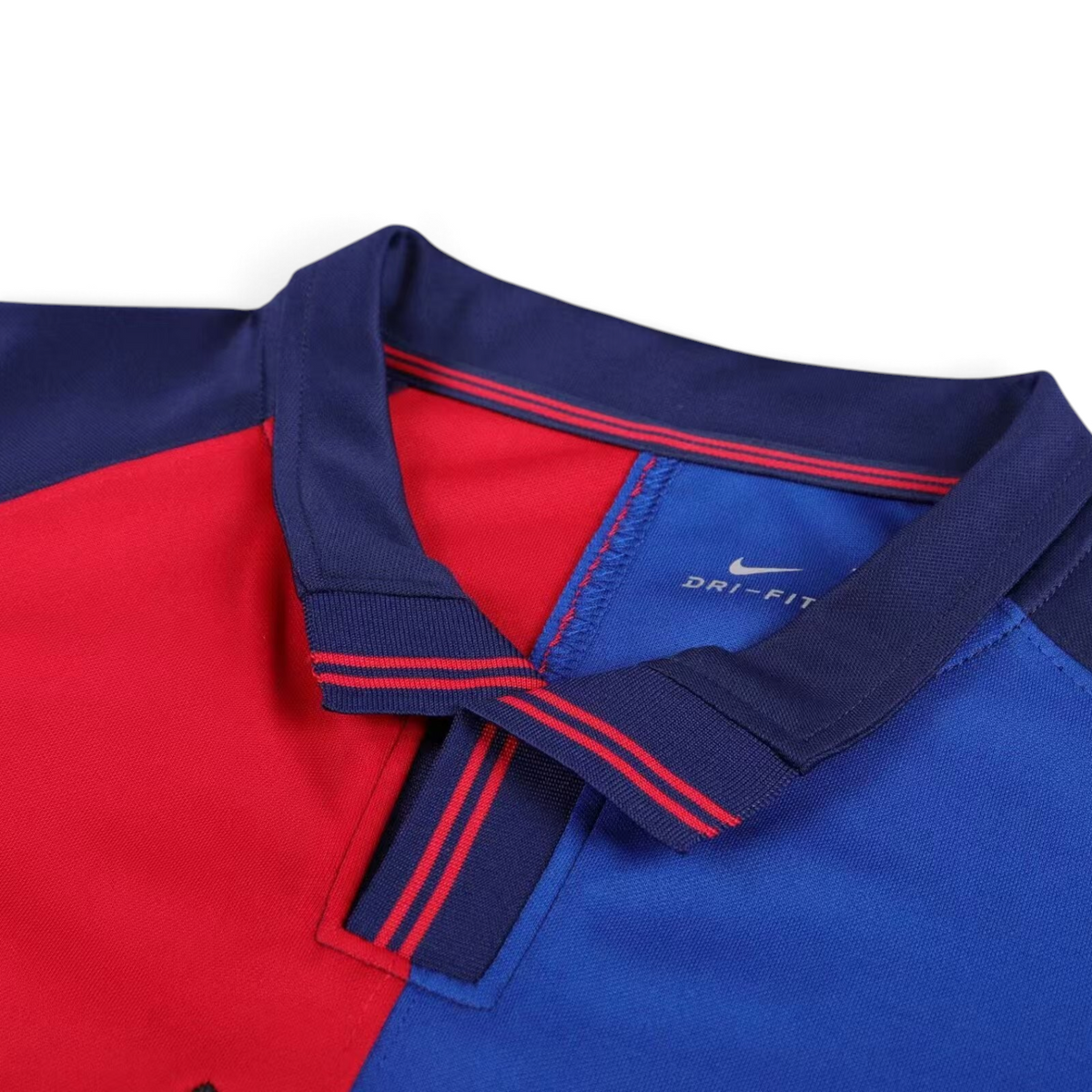 Elite Retro Kits Barcelona 1999/00 centenary kids home shirt featuring blue and maroon half-and-half design and collar