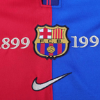 Elite Retro Kits Barcelona 1999 centenary home kit featuring the iconic blue and maroon half-and-half design
