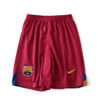Elite Retro Kits Barcelona 2005/06 kids home kit shorts in maroon with blue accents and FCB crest