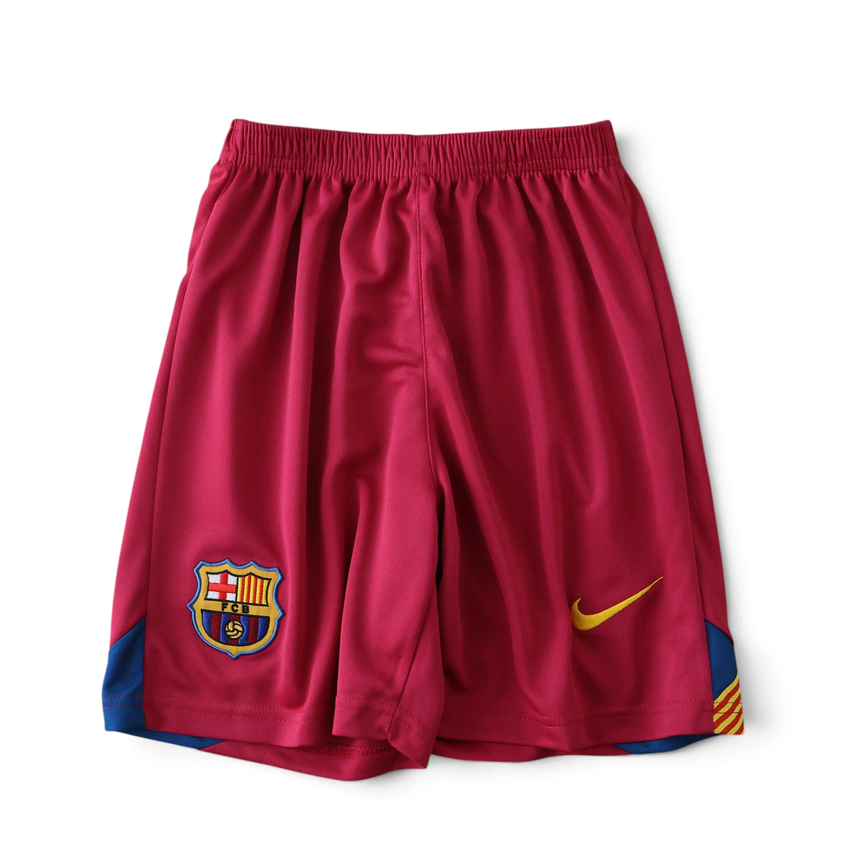 Elite Retro Kits Barcelona 2005/06 kids home kit shorts in maroon with blue accents and FCB crest