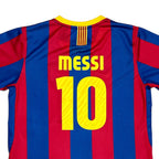 Elite Retro Kits kids Barcelona 2010/11 home jersey featuring Messi name and number 10 in iconic blaugrana stripes