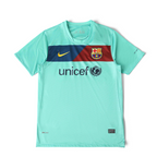 Elite Retro Kits Barcelona 2010/11 away football shirt in turquoise with blue and maroon chest band and yellow Nike logo