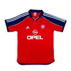 Elite Retro Kits Bayern Munich 1999-01 home football shirt in deep red with navy blue collar and white Opel sponsor