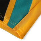 Elite Retro Kits Bayern Munich 1993/95 away jersey sleeve detail in yellow, teal, and black fabric