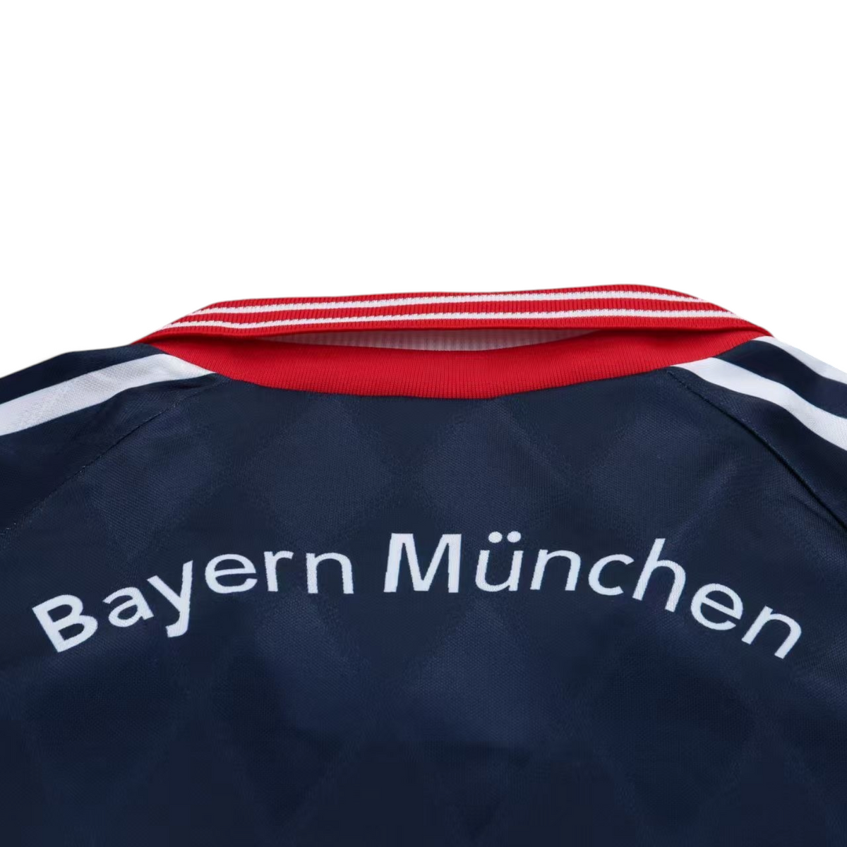 Elite Retro Kits Bayern Munich 1997/99 kids away jersey featuring a navy blue fabric with white Bayern Munchen text