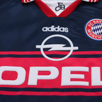 Elite Retro Kits Bayern Munich 1997-99 kids away jersey featuring the classic navy, red, and white Opel sponsor logo.