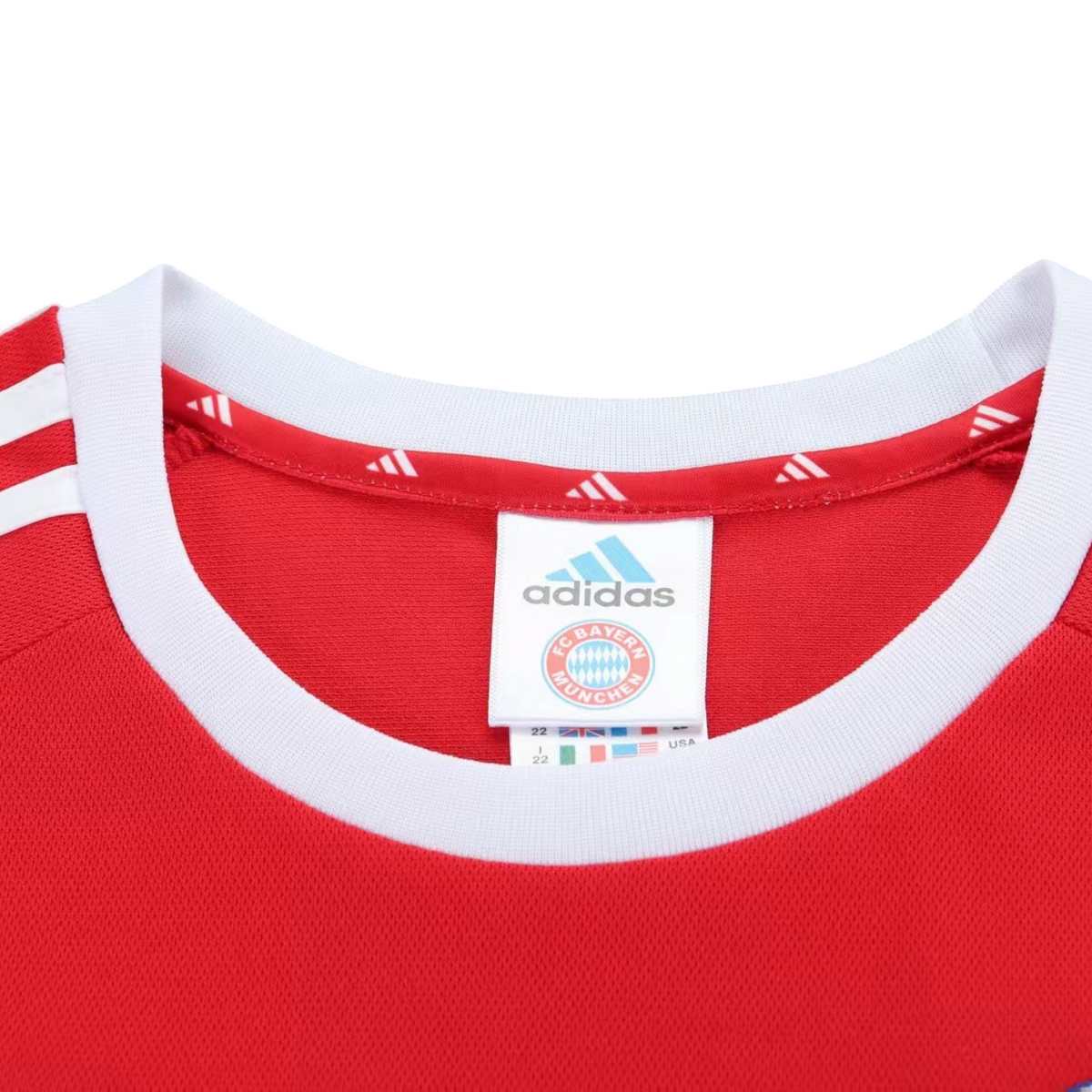Elite Retro Kits Bayern Munich 2000/01 kids home jersey featuring white crew neck and adidas shoulder stripes