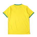 Elite Retro Kits Brazil 1970 home football shirt in yellow with green round collar and cuffs, back view