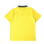 Elite Retro Kits Brazil 1992 home football shirt in yellow with a dark green collar and subtle textured pattern